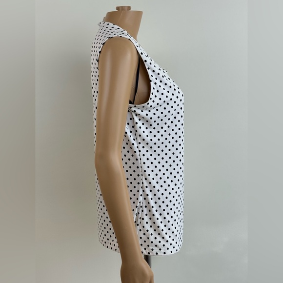Tommy Hilfiger Women's White/Black Polka Dot Sleeveless Blouse, Size Medium - Picture 4 of 9